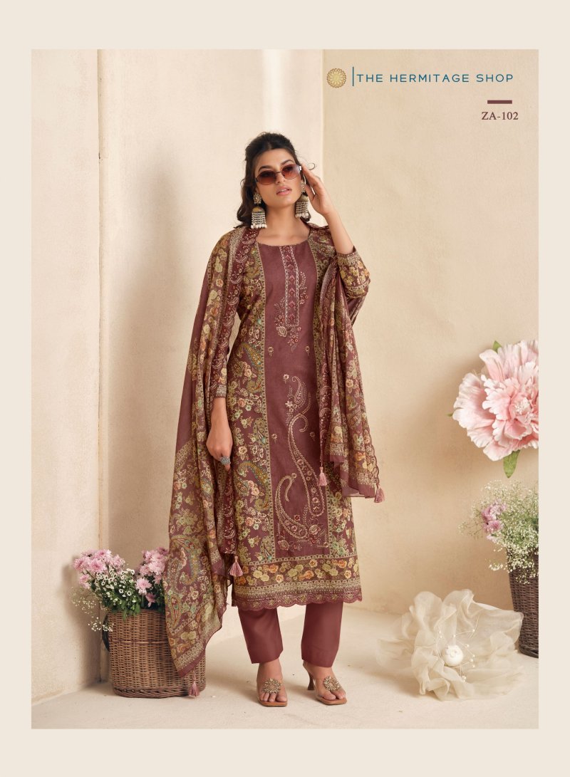 Zaira Vol 2 By Hermitage Giza Pk Embroidered Dress Material